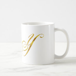 Custom Monogram Y Faux Gold Foil Monograms Initial Coffee Mug