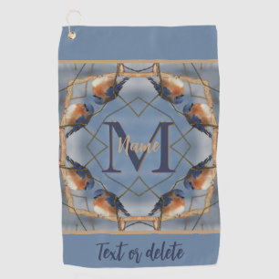 Custom Monogram Your Initial Bluebird Nature Art Golf Towel