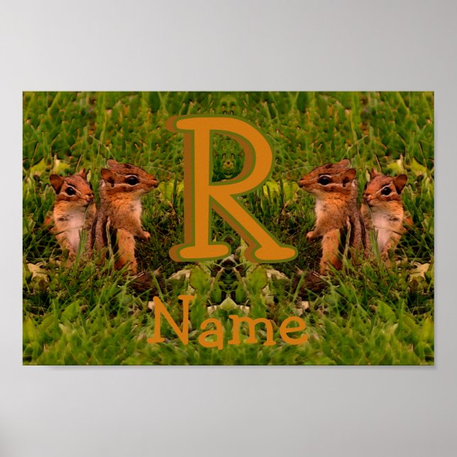 Custom Monogram Your Initial Name Chipmunks Poster (Front)