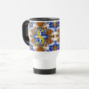Custom Monogram Your Initial Name Colourful Art Travel Mug