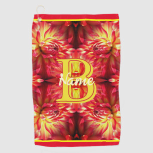 Custom Monogram Your Initial Name Dahlia Flower Golf Towel