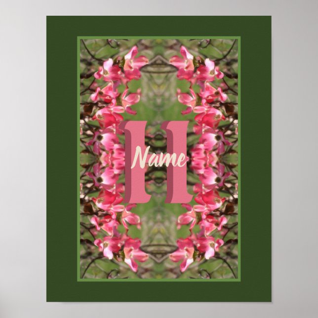 Custom Monogram Your Initial Name Dogwood Art Poster (Front)