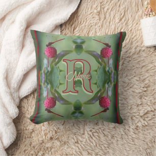 Custom Monogram Your Initial Name Dragonfly Art Throw Pillow