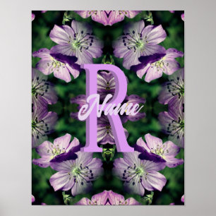 Custom Monogram Your Initial Name Geranium Art Poster
