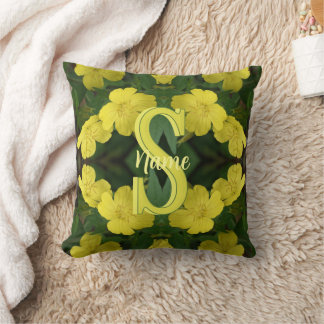 Custom Monogram Your Initial Name Geranium Art Throw Pillow