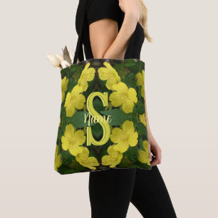 Custom Monogram Your Initial Name Geranium Art Tote Bag