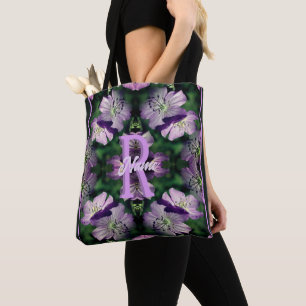 Custom Monogram Your Initial Name Geranium Art Tote Bag