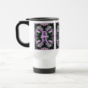 Custom Monogram Your Initial Name Geranium Art Travel Mug