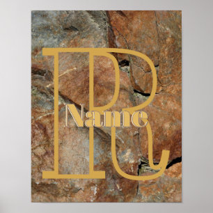 Custom Monogram Your Initial Name Granite Rock Poster