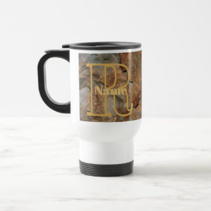 Custom Monogram Your Initial Name Granite Rock Travel Mug