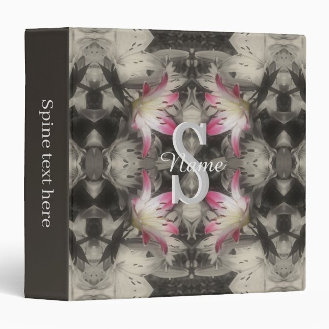 Custom Monogram Your Initial Name Lilies Art Binder (Front/Spine)