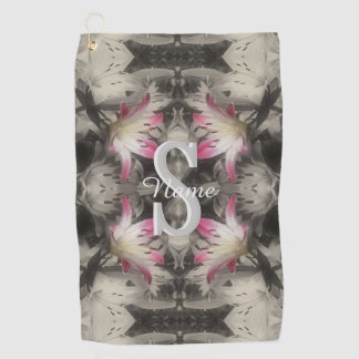 Custom Monogram Your Initial Name Lilies Golf Towel