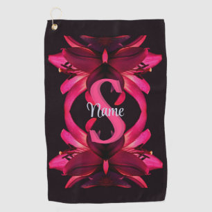 Custom Monogram Your Initial Name Lily Floral Art Golf Towel