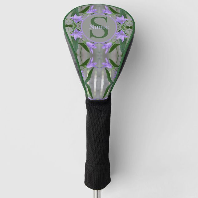 Custom Monogram Your Initial Name Lily Flowers Golf Head Cover (Front)