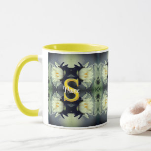 Custom Monogram Your Initial Name Lotus Flower Mug