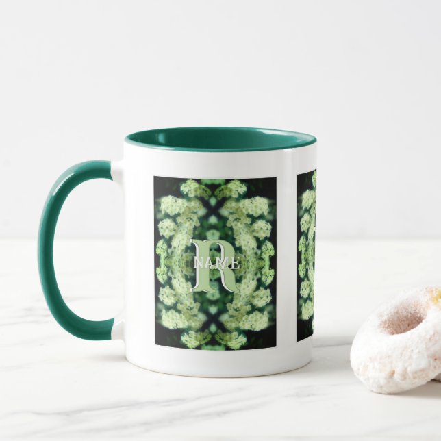 Custom Monogram Your Initial Name Wild Roses Mug (With Donut)
