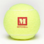 Custom Monogram Your Name Bold Initial Tennis Balls<br><div class="desc">Personalized tennis balls printed with custom name or text in a bold block serif letter font and simple modern tennis monogram in vibrant RED INK. Any tennis player would appreciate the bold and modern look on these monogrammed practice balls.</div>