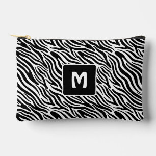 Custom Monogram Zebra Pattern Accessory Pouch