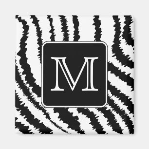 Custom Monogram, Zebra Pattern Animal Print. Magnet