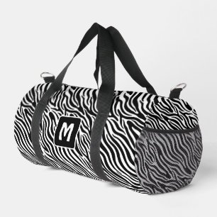 Custom Monogram Zebra Pattern Duffle Bag