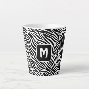 Custom Monogram Zebra Pattern Latte Mug