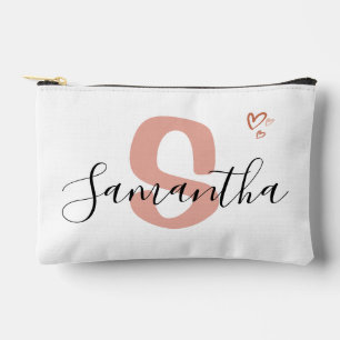 Custom Monogram Zipper Pouch Blush Pink Letter