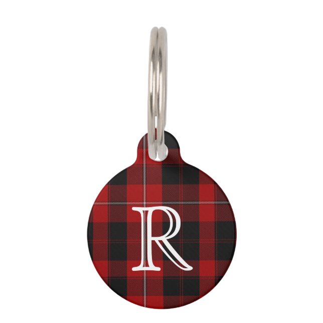 Custom Monogramed Cunningham Plaid Dog Tag (Front)