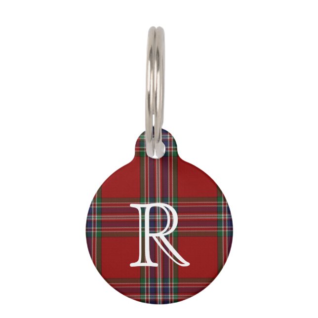 Custom Monogramed MacFarlane Plaid Dog Tag (Front)