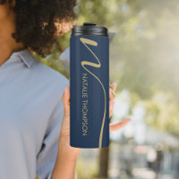 Custom Monogramed Personalized With Name Blue Gold