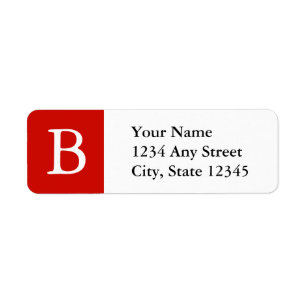 Custom Monogrammed Address Labels True Red & White