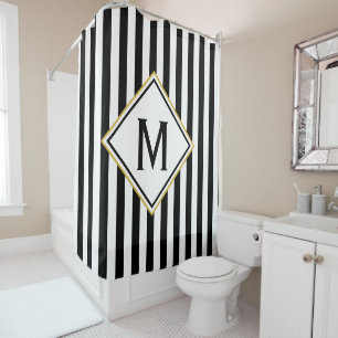 Custom Monogrammed Black and White Striped Pattern