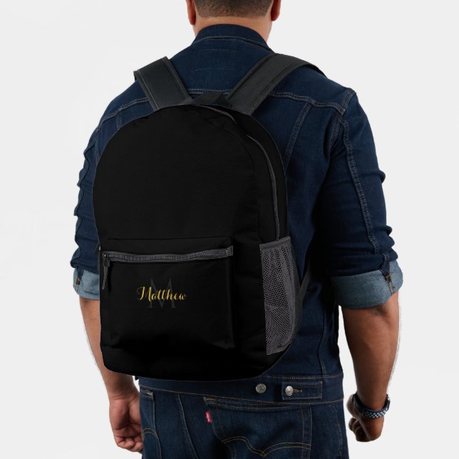 Custom Monogrammed Black Backpack with Your Name (Insitu (Model))