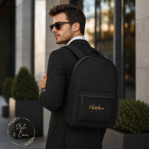 Custom Monogrammed Black Backpack with Your Name