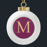Custom monogrammed ceramic ball christmas ornament<br><div class="desc">Monogrammed Ceramic Ball Christmas Ornament with elegant colours
Personalize it now; click the customize button to add your initial</div>