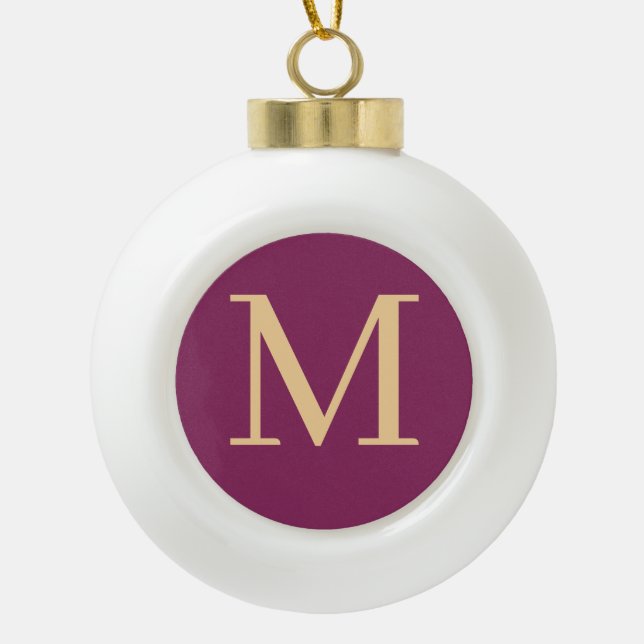 Custom monogrammed ceramic ball christmas ornament (Front)