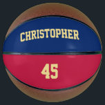 Custom Monogrammed Club Team Player Name Number Basketball<br><div class="desc">Create your own custom, personalized, faux gold elegant stylish typography / script / text / name, USA flag blue & red, regulation size, hand stitched basketball. Simply enter the player / team / club / school / college / event / tournament name, and player jersey number, to customize. While you...</div>