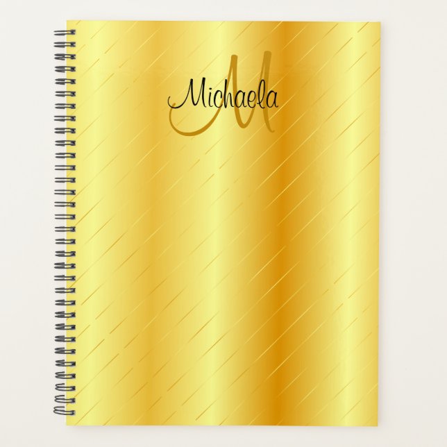 Custom Monogrammed Elegant Faux Gold Template Planner (Front)