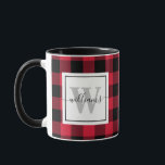 Custom Monogrammed Farmhouse Red Buffalo Plaid  Mug<br><div class="desc">Custom Monogrammed Farmhouse Red Buffalo Plaid</div>