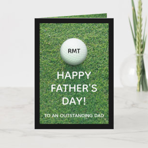 Custom Monogrammed Fathers Day Golf Greeting Card
