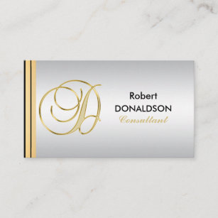 Custom Monogrammed Gold Black Silver Initial 'D' Business Card