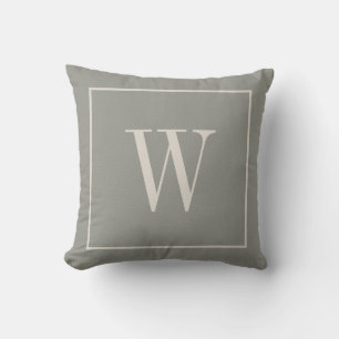 Custom Monogrammed Inital Trendy Rustic Grey  Throw Pillow