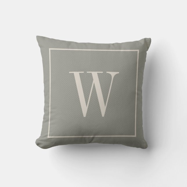 Custom Monogrammed Inital Trendy Rustic Grey  Throw Pillow (Front)
