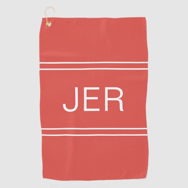 Custom Monogrammed Initials Golfers Best Red Golf Towel (Front)