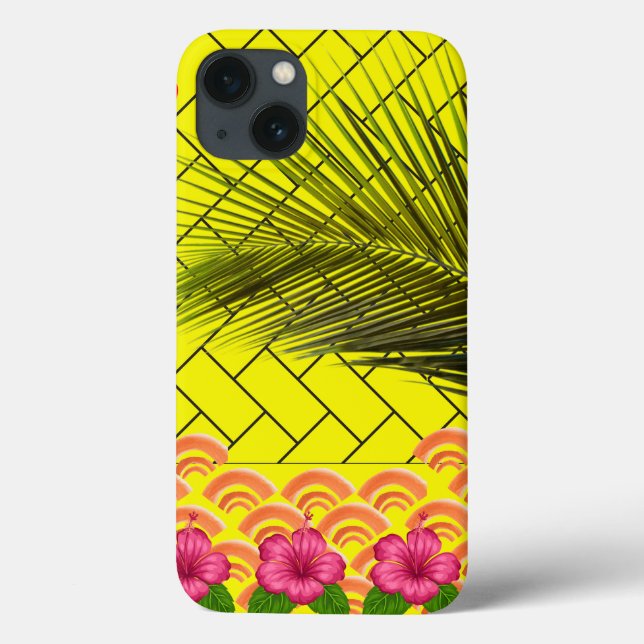 Custom Monogrammed iPhone 13 Case – Yellow  (Back)