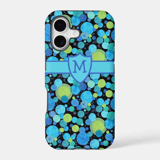 Custom Monogrammed iPhone 5 Case Quirky Blue Moons (Back)