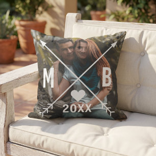 Custom Monogrammed Love Heart Arrows 2026 Outdoor Pillow