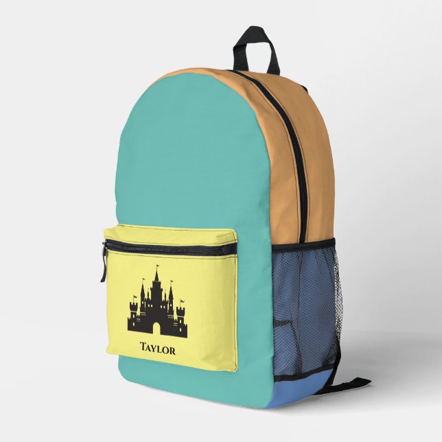 Custom Monogrammed Magic Castle  Printed Backpack (Back Corner Right)