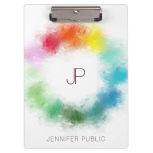 Custom Monogrammed Modern Elegant Colours Template Clipboard