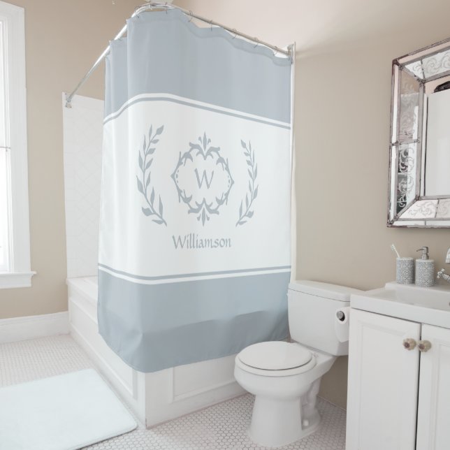 Custom Monogrammed Name Initial Trendy Blue White (In Situ)