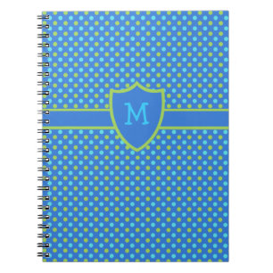 Custom Monogrammed Notebook: Blue Polka Dots Notebook